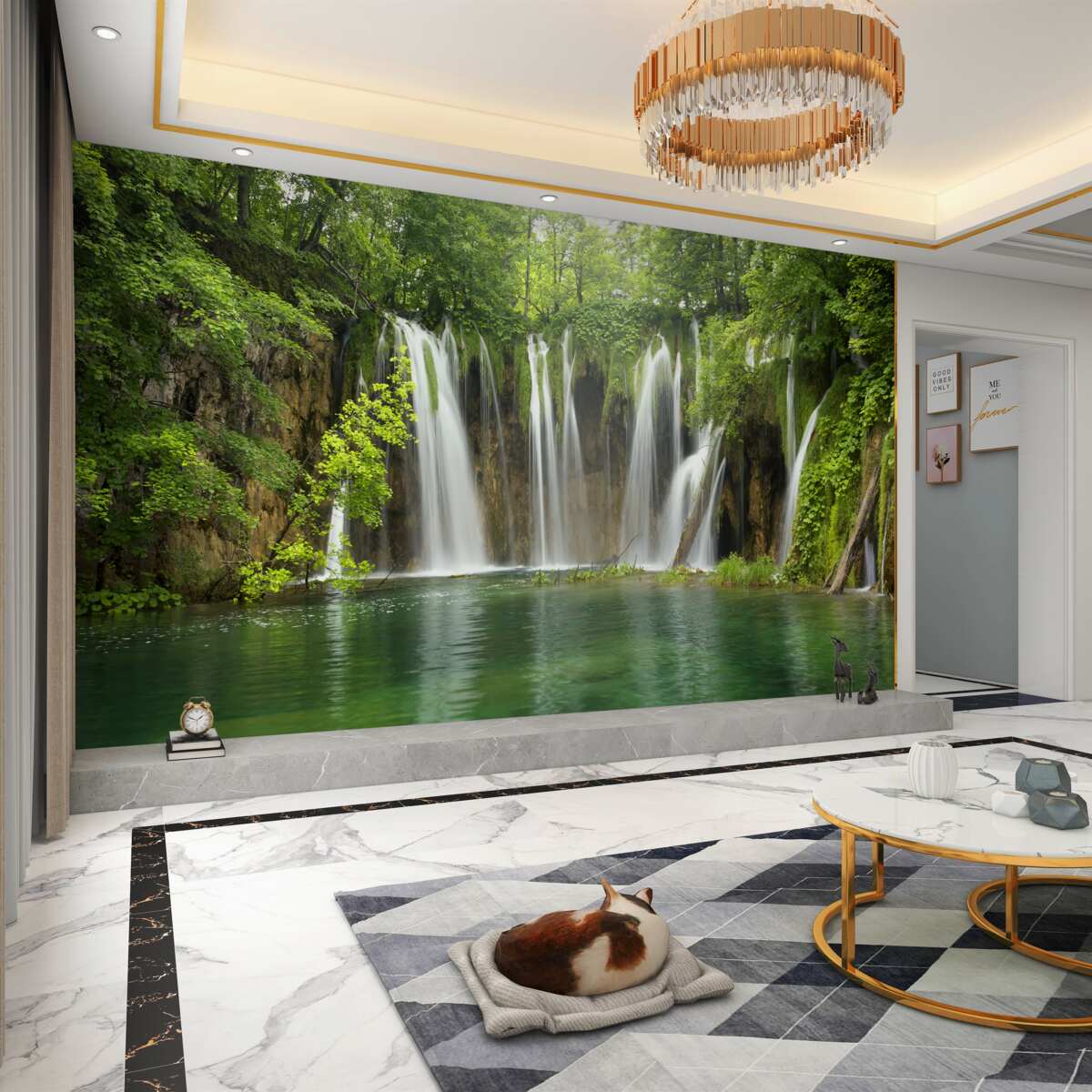 Fototapeta wodospad w górskim lesie