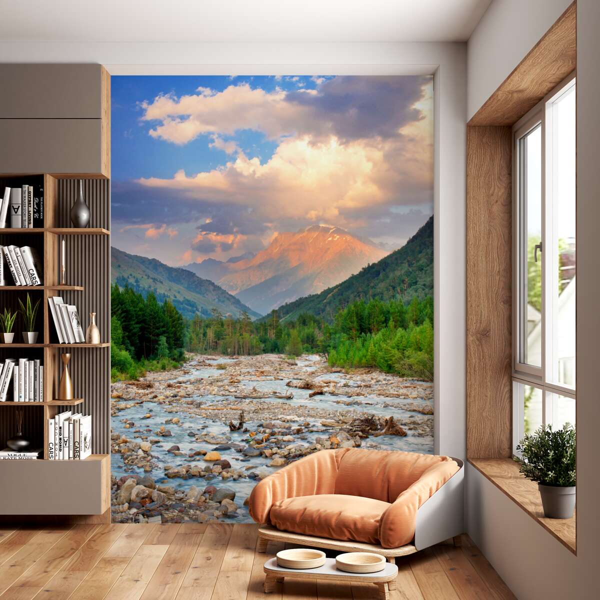 Fototapeta górska rzeka o zachodzie słońca