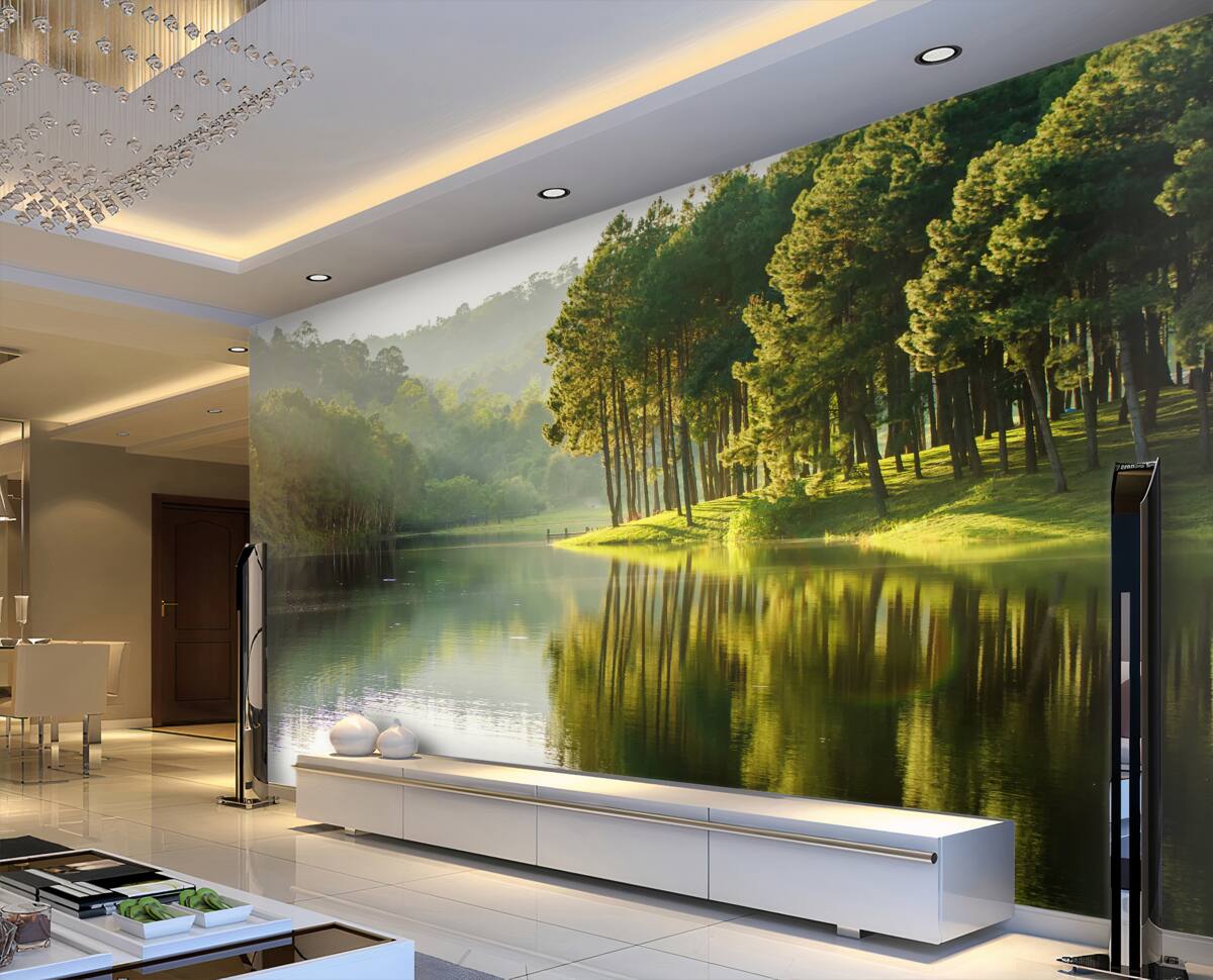 Fototapeta poranna mgła wkrada się do lasu