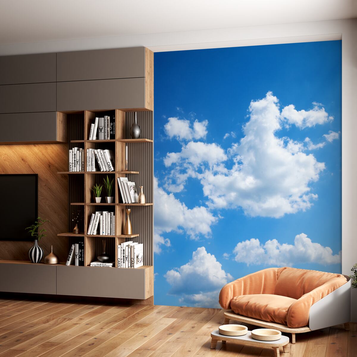 Fototapeta białe chmury unoszące się na błękitnym niebie