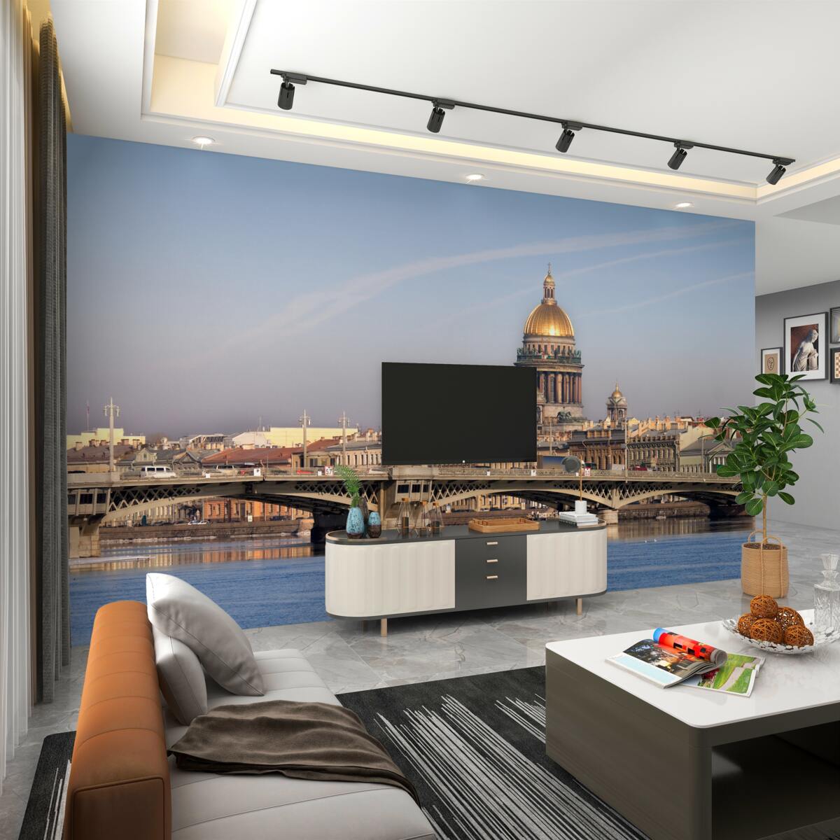 Fototapeta złota kopuła kościoła na tle miasta