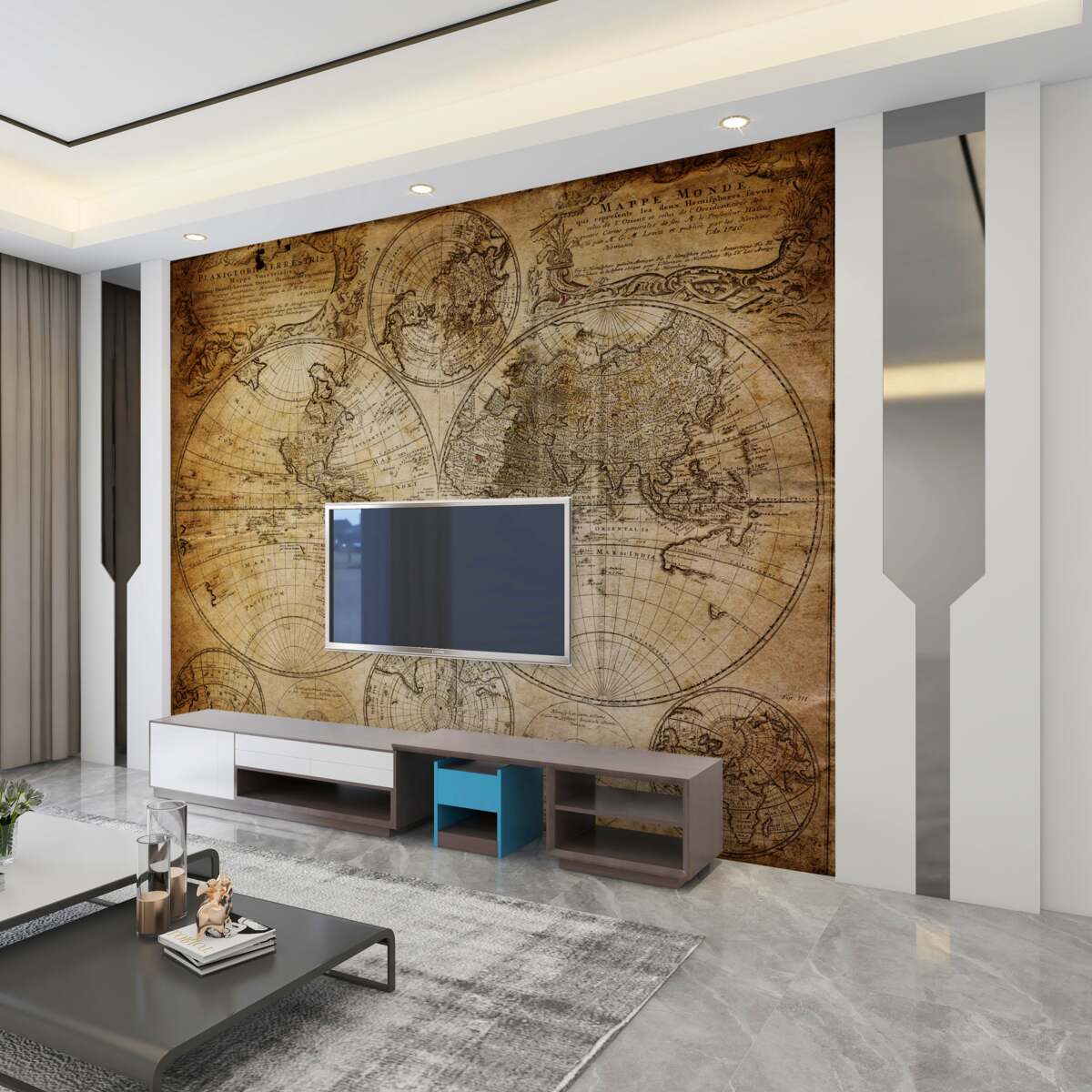 Fototapeta stara mapa z wyspami i kontynentami