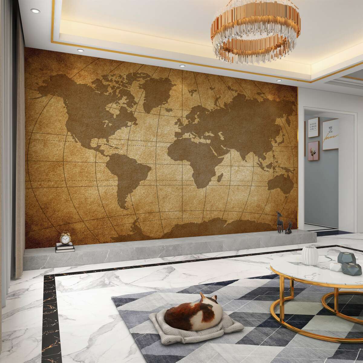 Fototapeta rozłożony glob z mapą świata