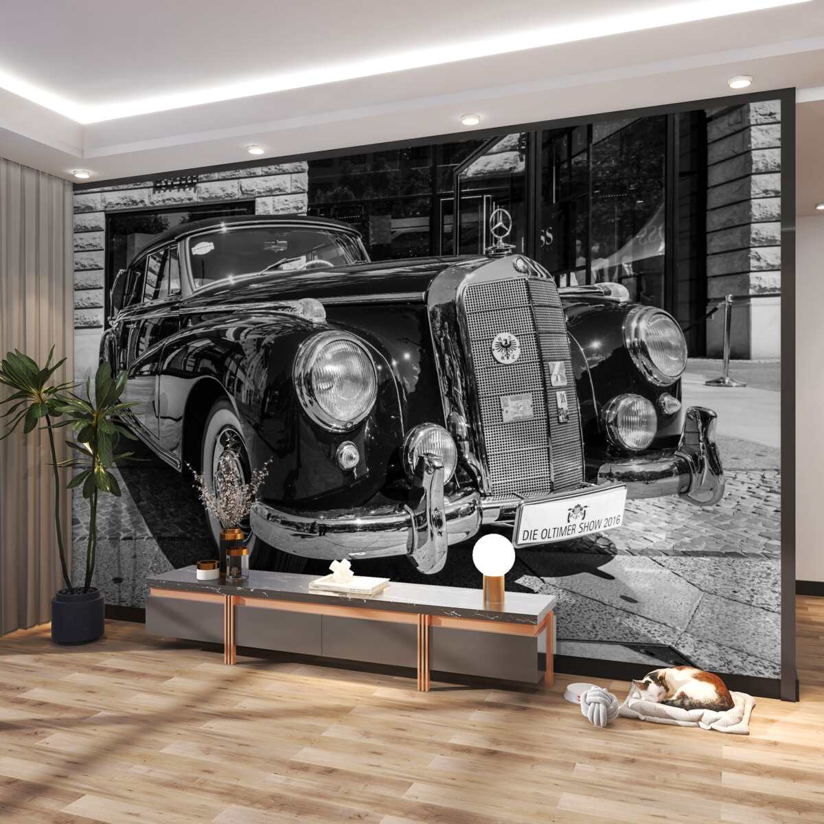 Fototapeta rzadki stary czarno-biały samochód