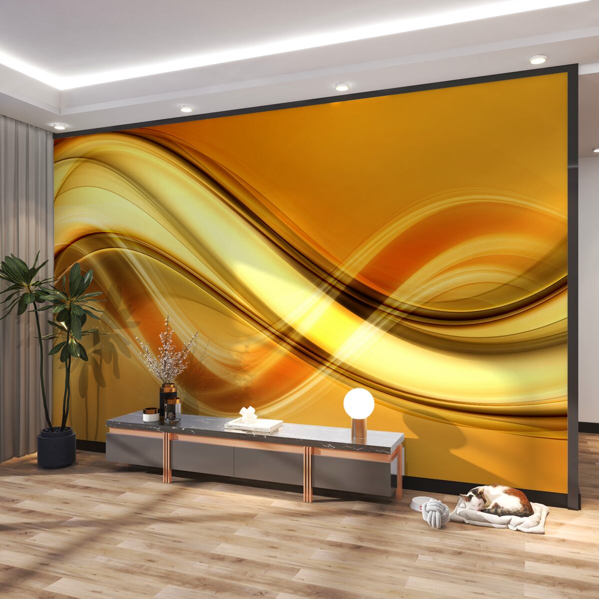 Fototapeta niekończące się linie na brązowym tle