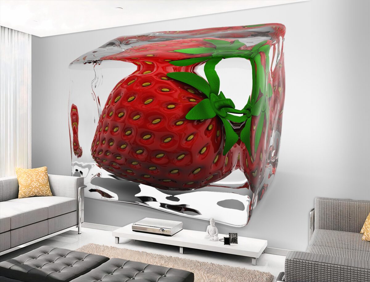 Fototapeta truskawki na lodzie