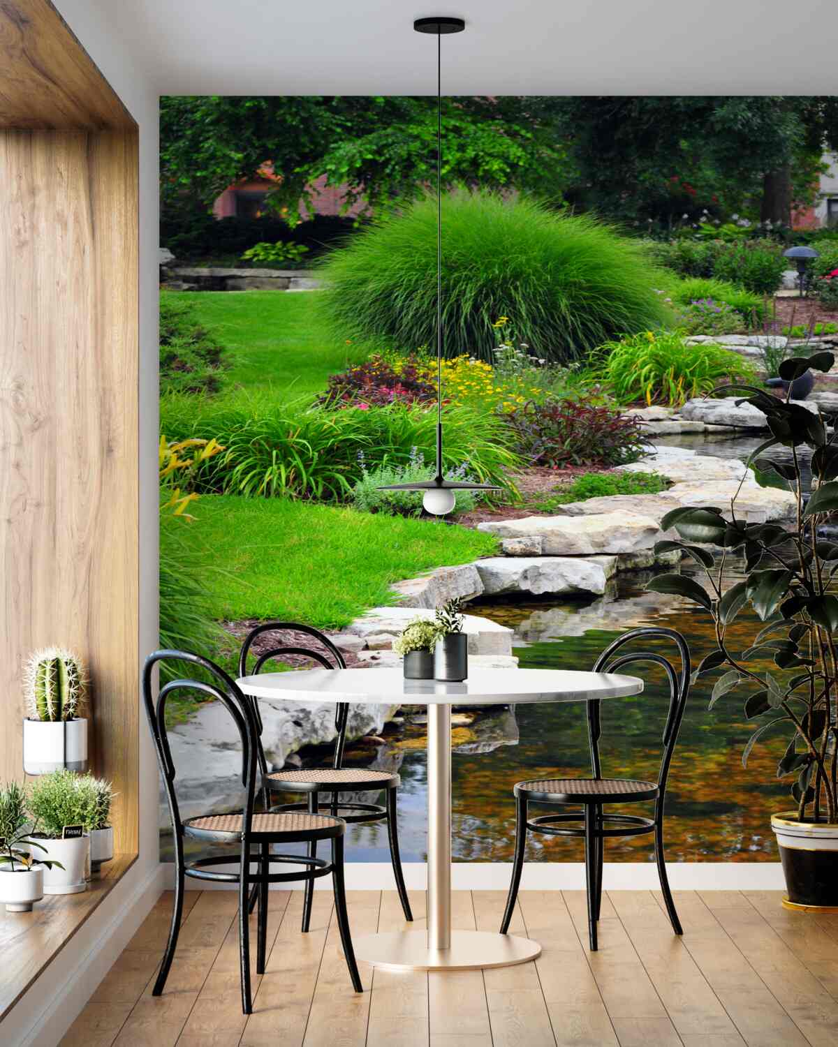 Fototapeta kwiaty ogrodowe nad wodą