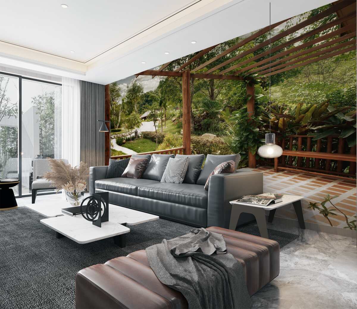 Fototapeta wygodny taras z dostępem do wody