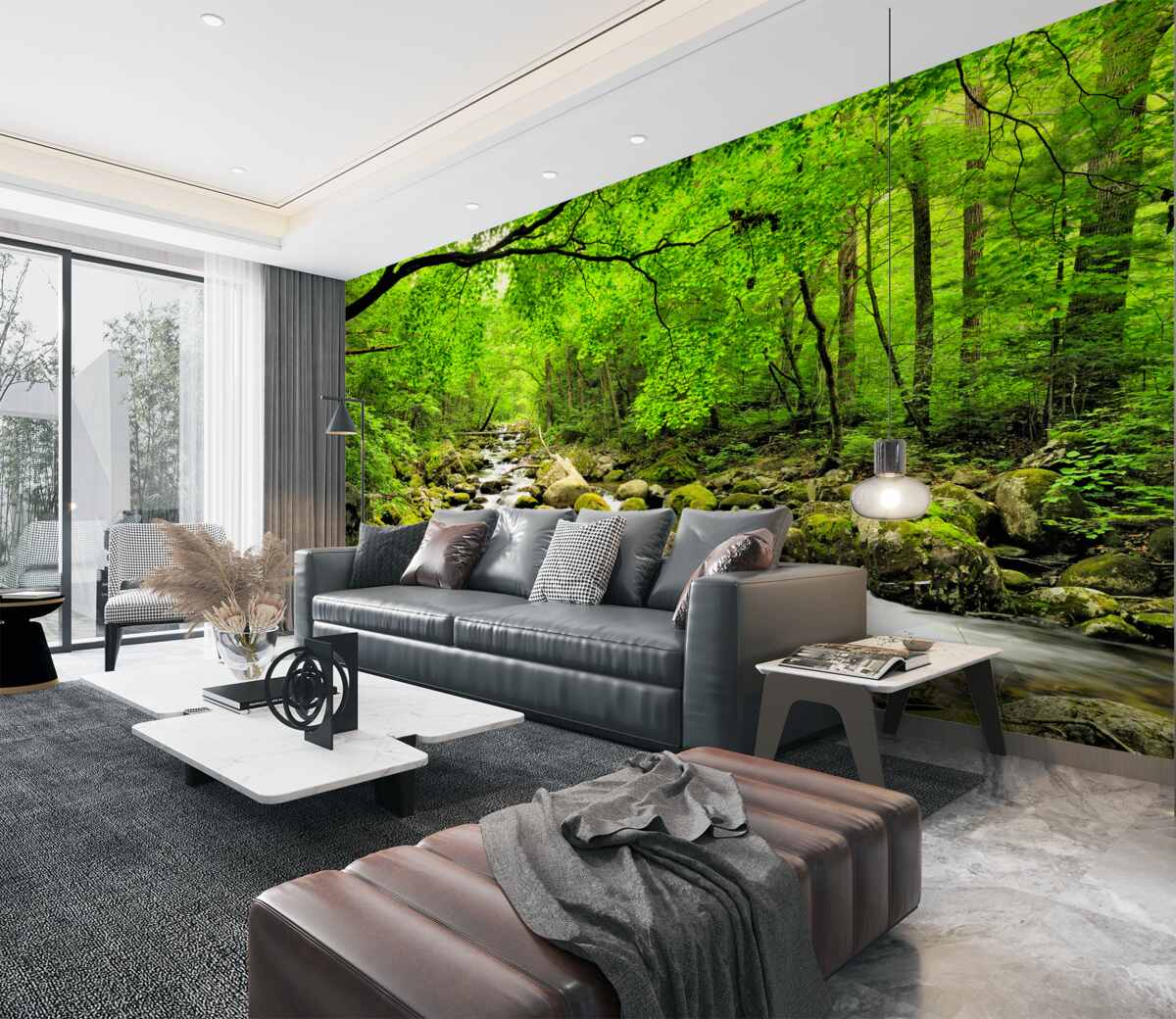 Fototapeta cicha górska rzeka w leśnym klasztorze