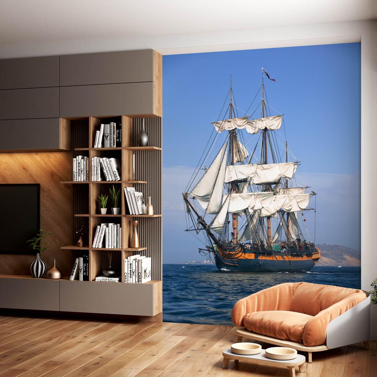 Fototapeta wielka żaglówka czekająca na wiatr