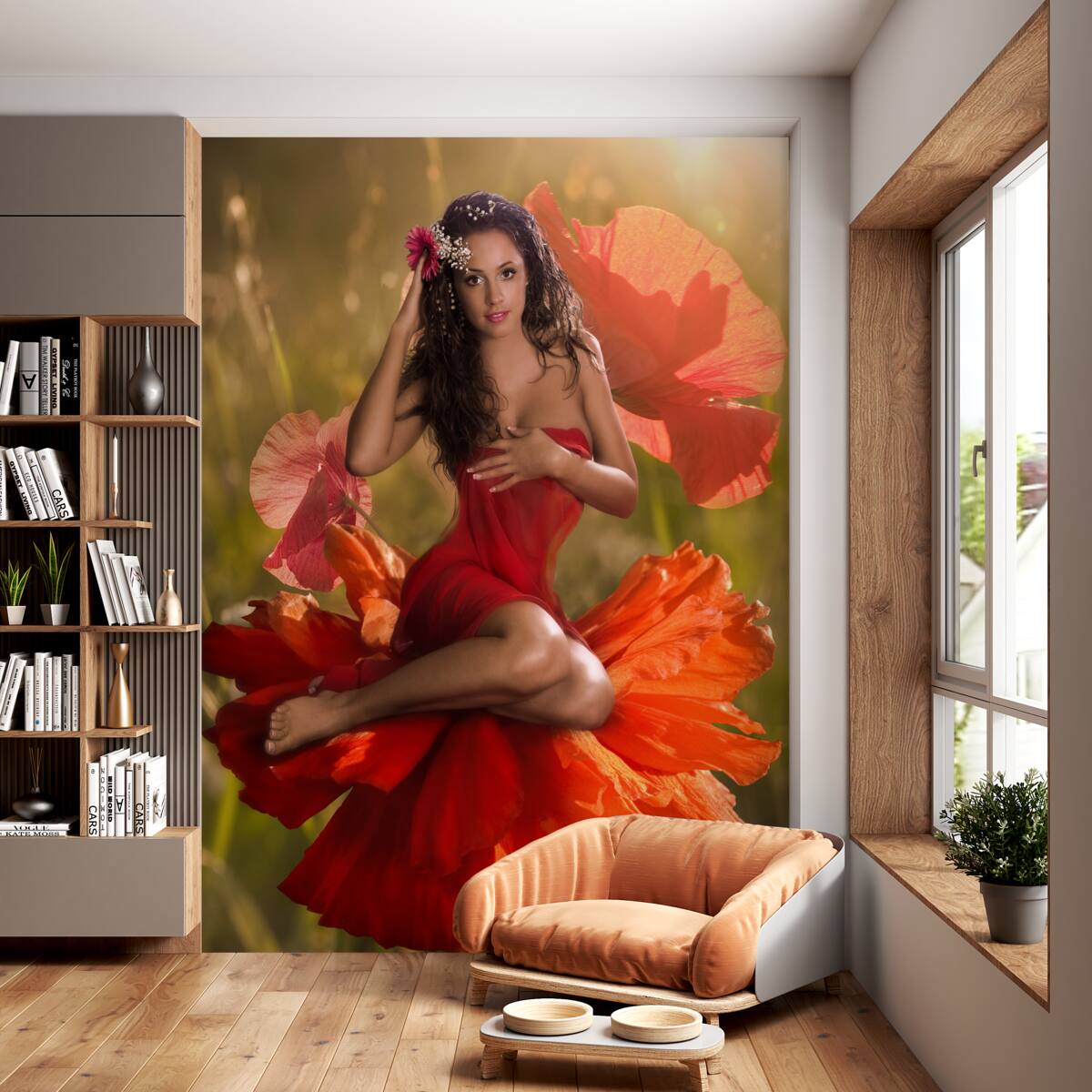 Fototapeta dziewczyna na czerwonym maku