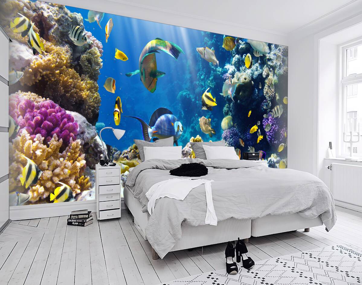 Fototapeta kolorowe ryby i podwodna roślinność