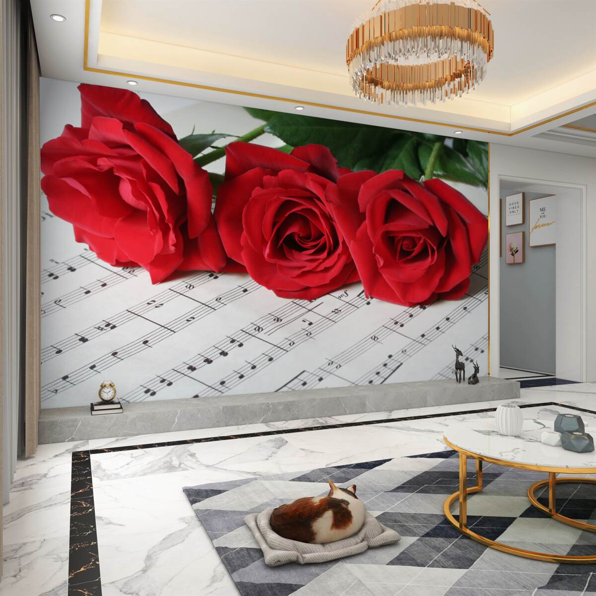 Fototapeta trzy czerwone róże na notatkach