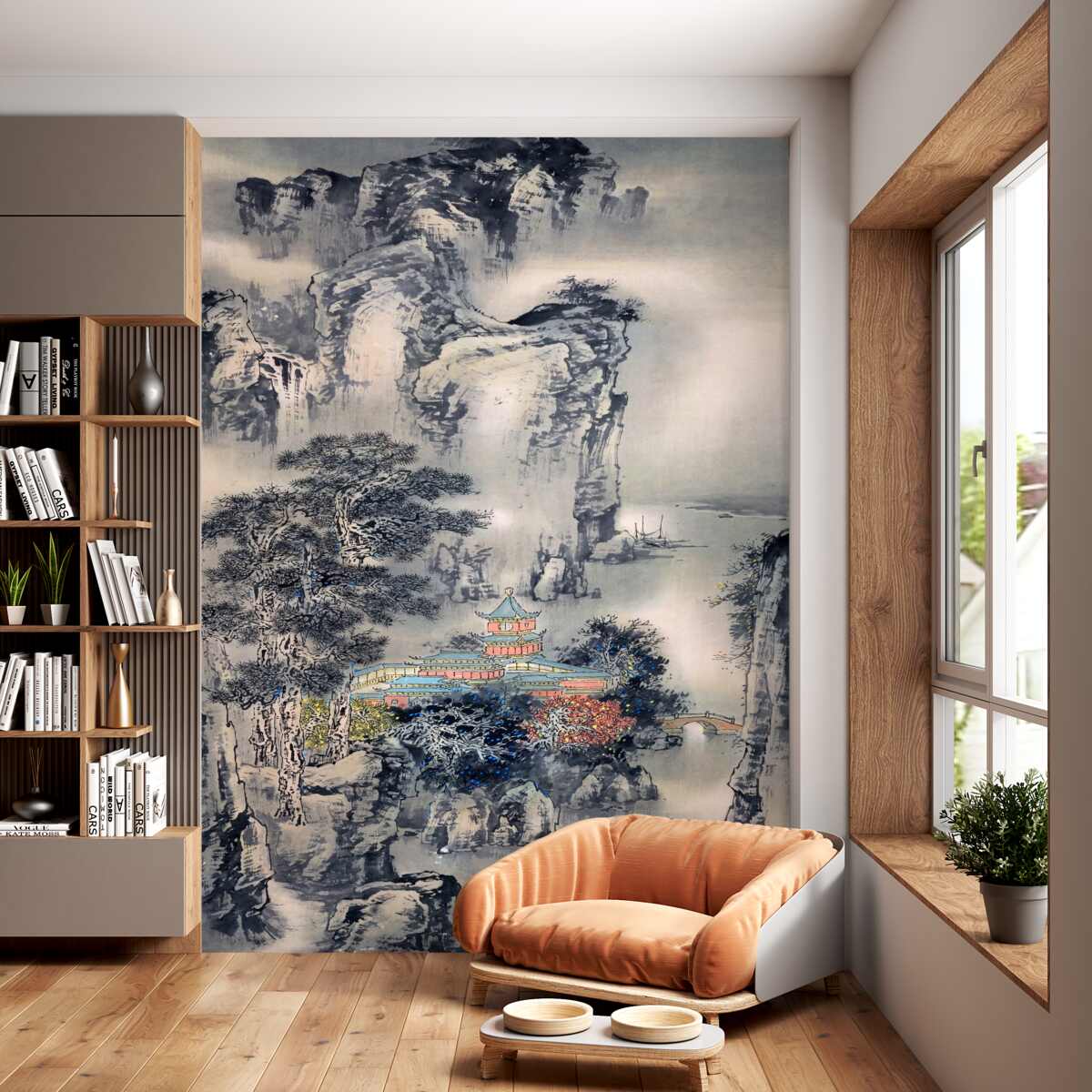 Fototapeta abstrakcja wysokich drzew i gór