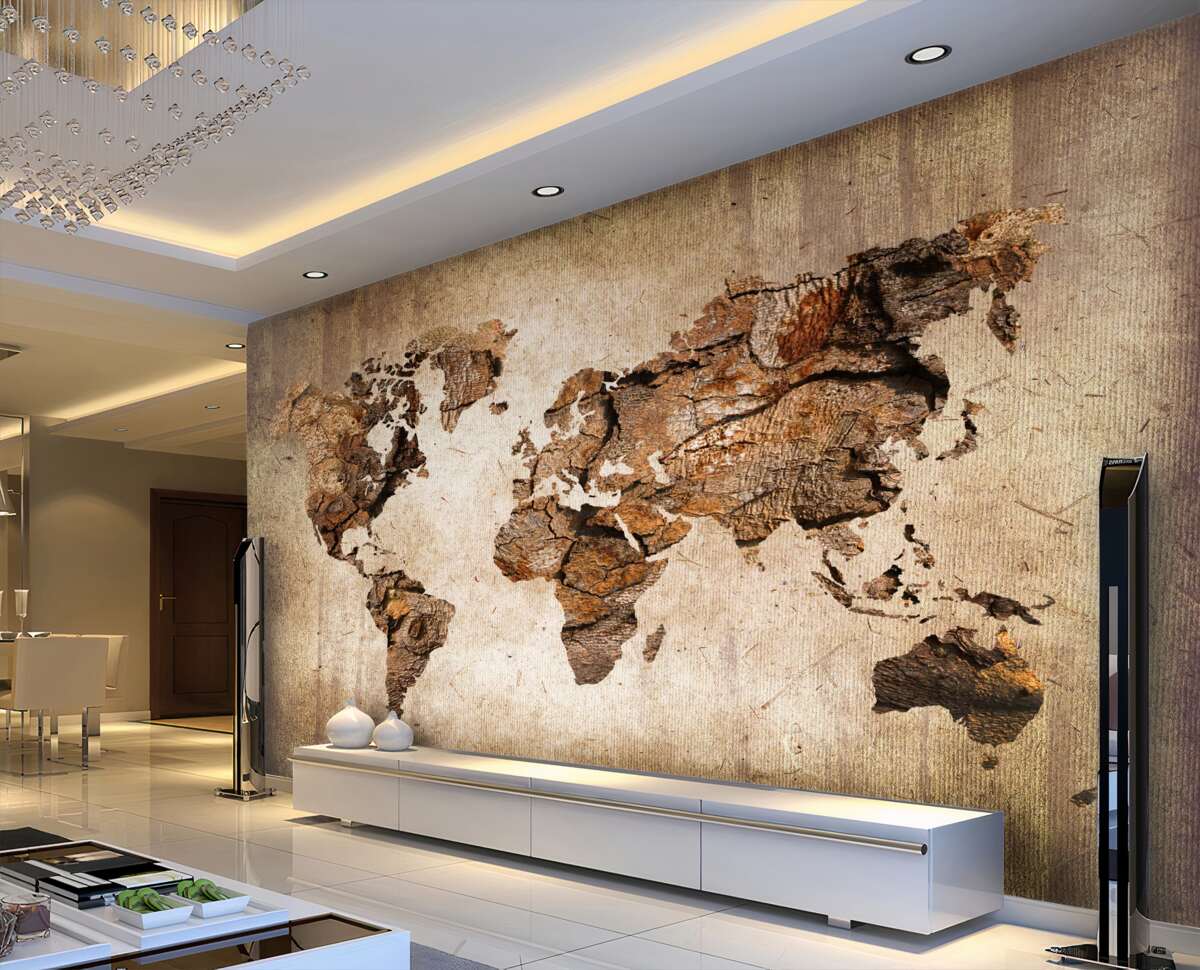 Fototapeta mapa świata z wysokościami gór