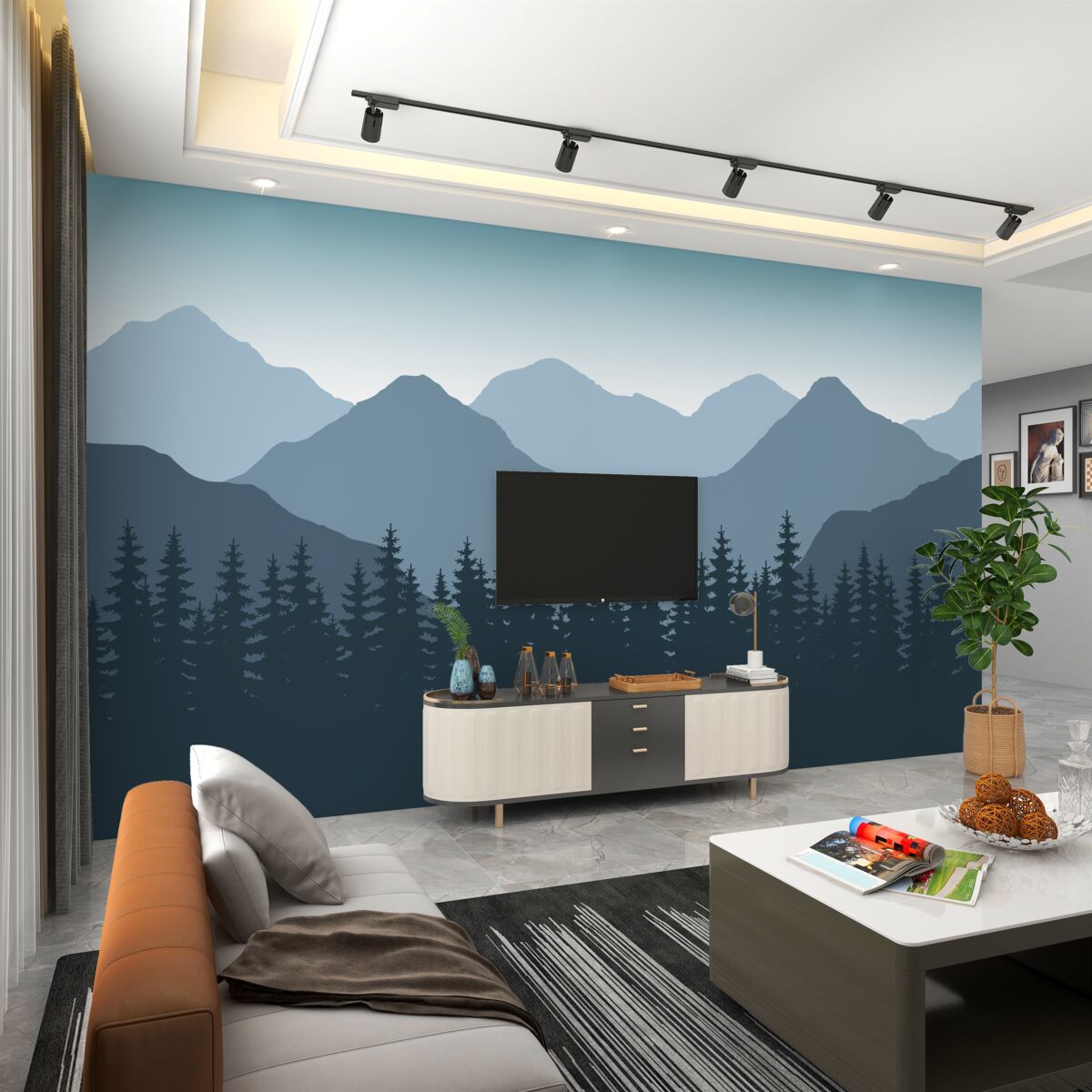 Fototapeta góry i las iglasty we mgle