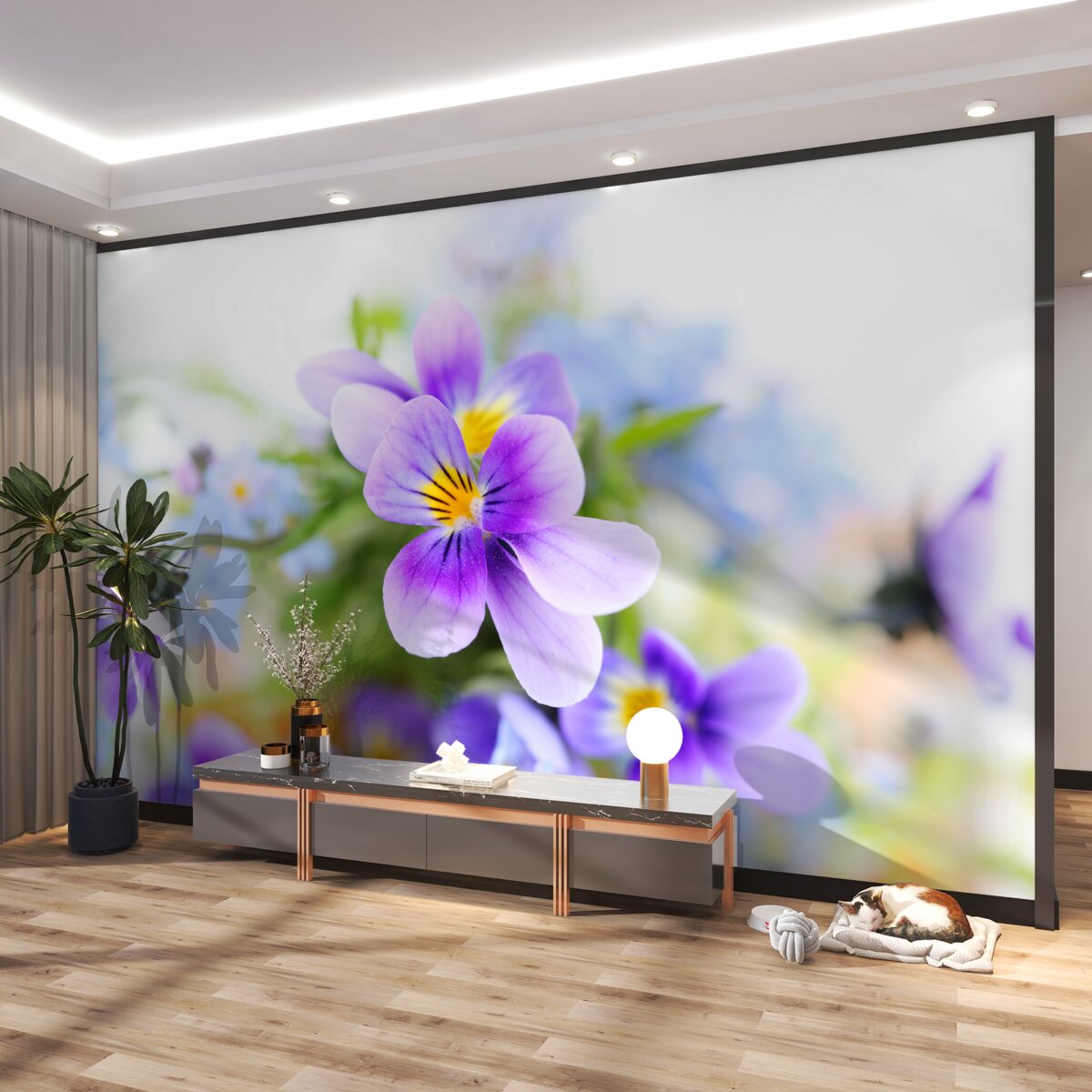 Fototapeta delikatne niebieskie kwiaty w jasny dzień