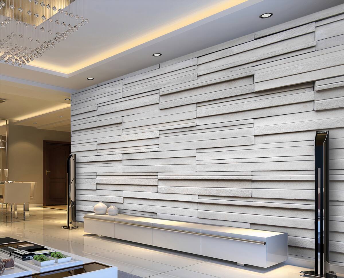 Fototapeta imitacja białego kamienia na płytkach