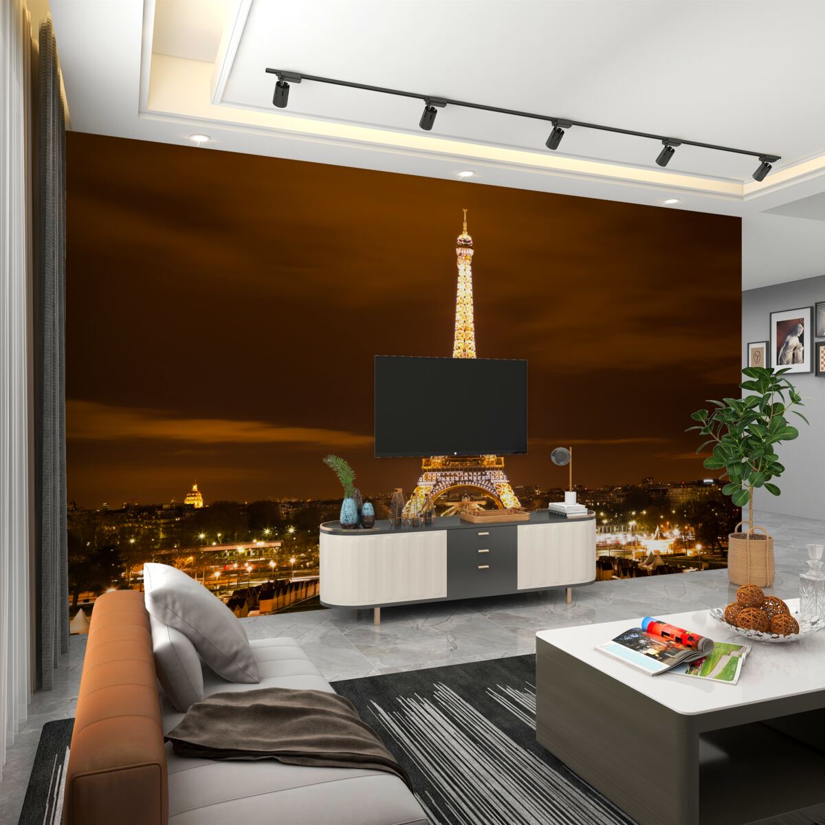 Fototapeta Wieża Eiffla oświetlona w nocy