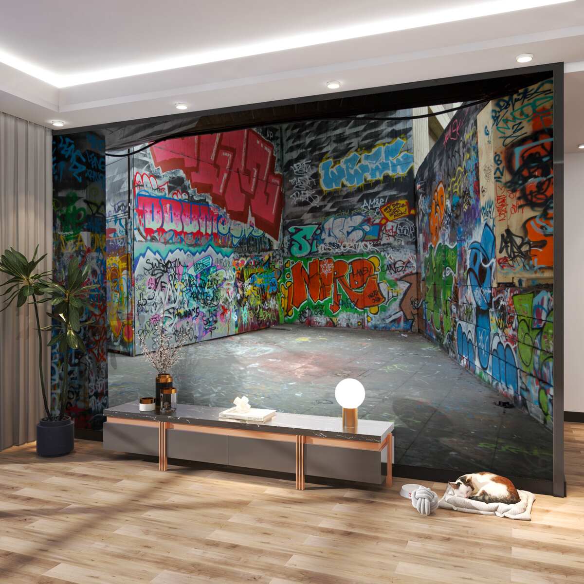 Fototapeta przejście podziemne na rysunkach graffiti