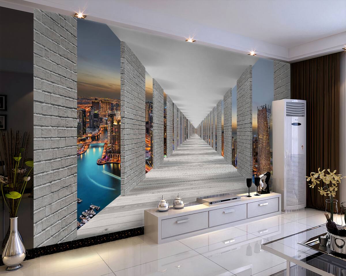 Fototapeta niekończący się korytarz z panoramicznym widokiem