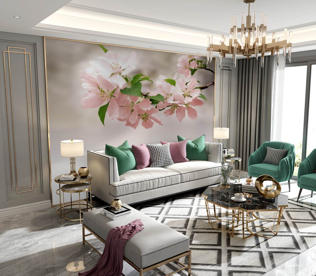 Fototapeta różowe kwiaty japońskiej sakury