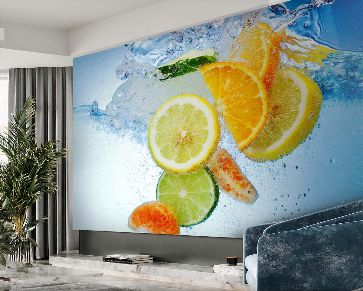 Fototapeta różne owoce cytrusowe gotowane w wodzie