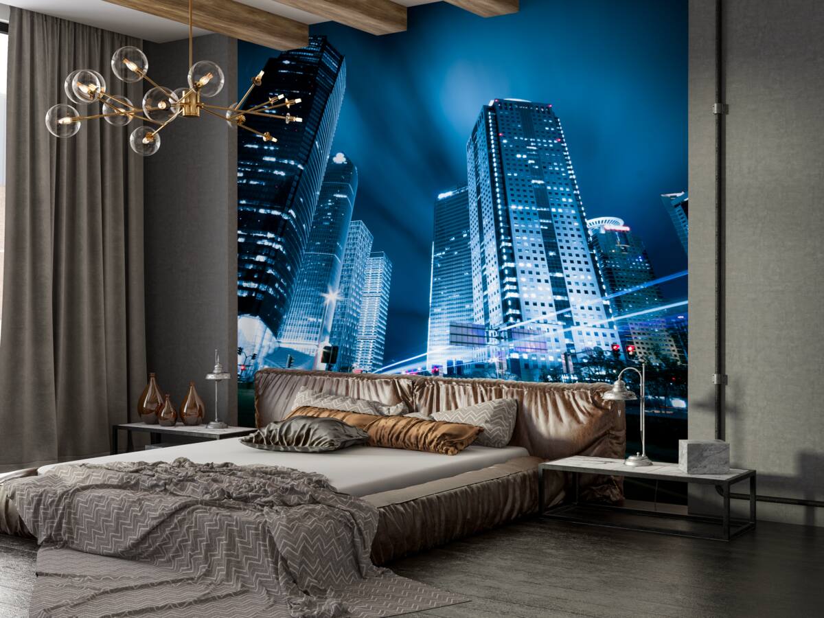 Fototapeta drapacze chmur metropolii w kolorach światła