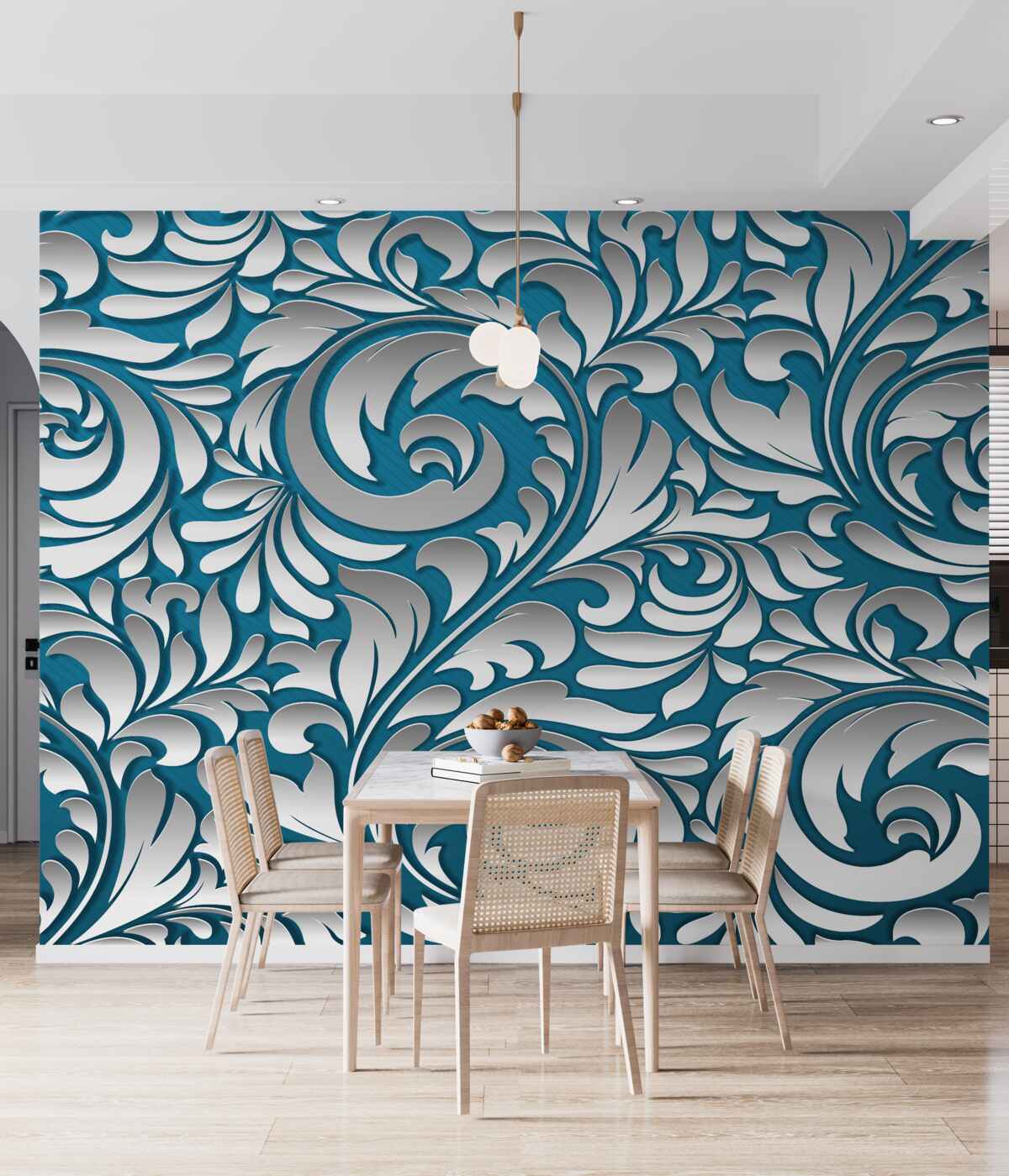 Fototapeta ażurowa tekstura w kolorach białym i niebieskim