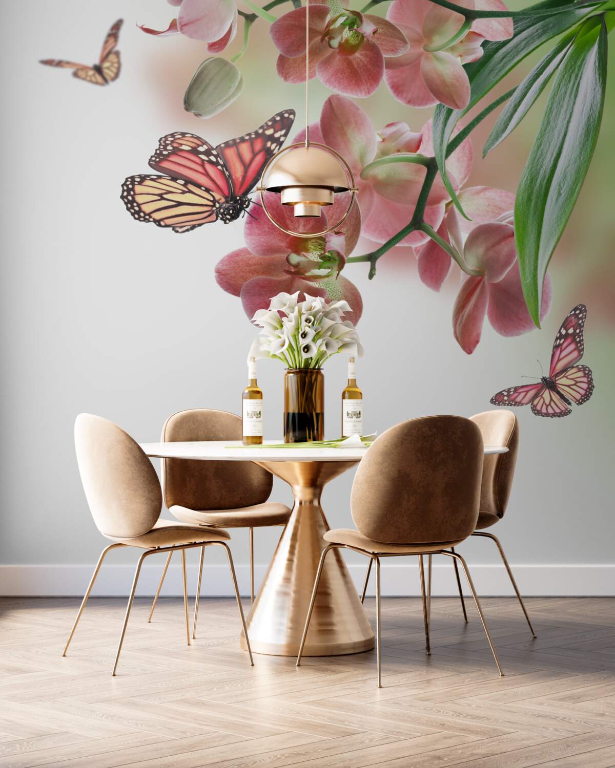 Fototapeta fruwają nad kwitnącymi pąkami