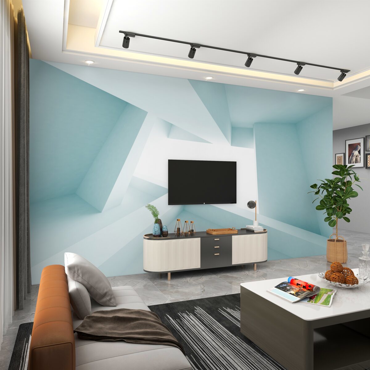 Fototapeta abstrakcyjne kształty geometryczne w oddali