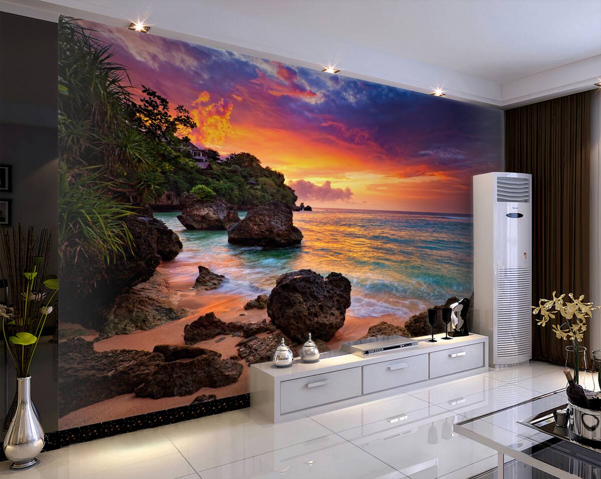 Fototapeta ciepły zachód słońca na tropikalnej wyspie