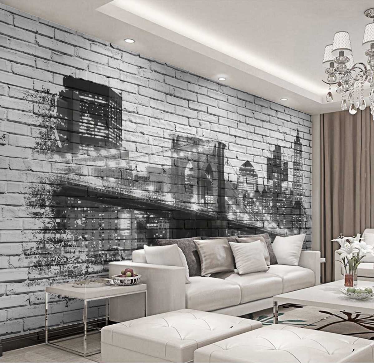 Fototapeta Most Manhattan z miastem na cegle