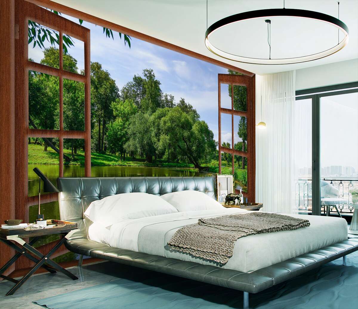 Fototapeta malowniczy widok na przyrodę z okna