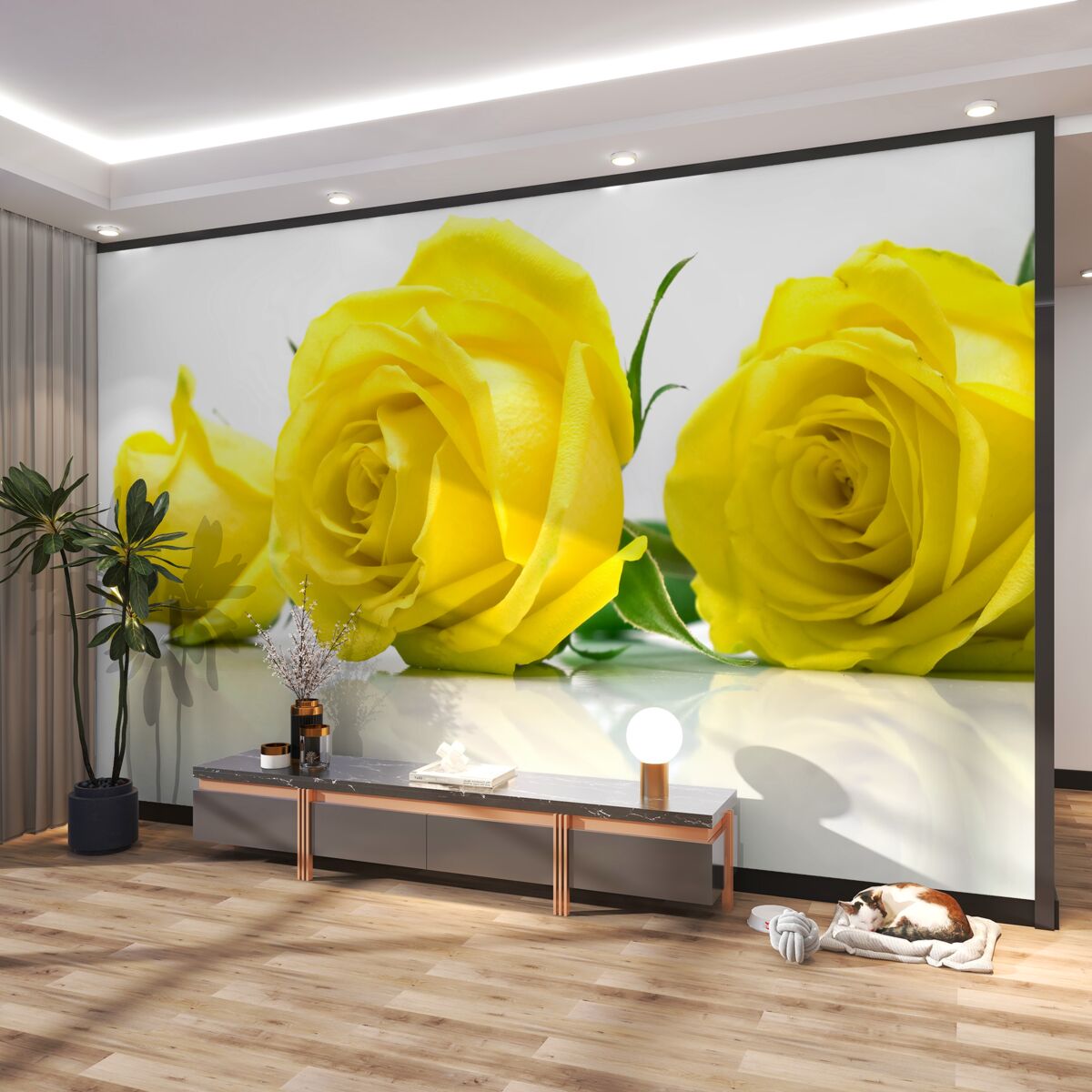 Fototapeta piękne trzy żółte róże