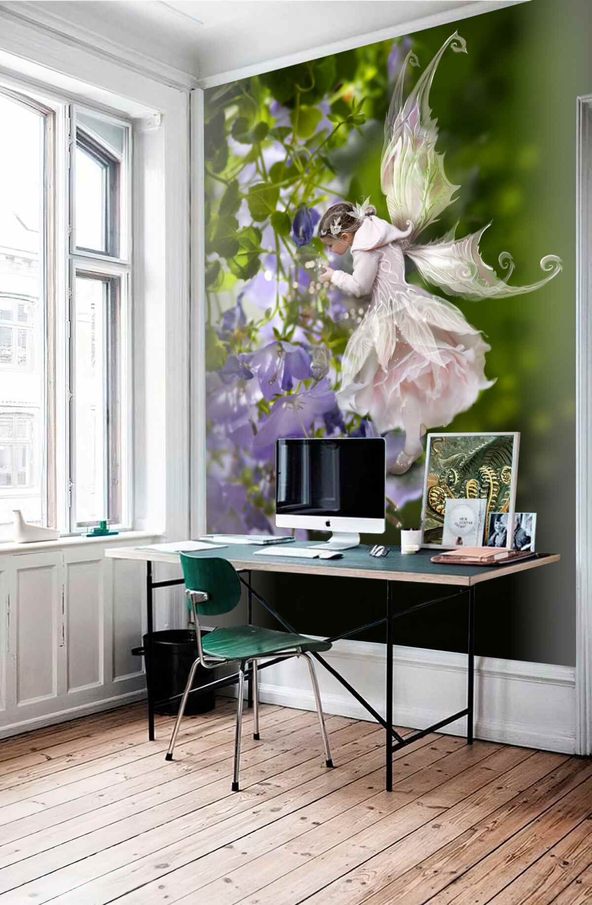 Fototapeta motyl w sylwetce dziewczyny pije nektar