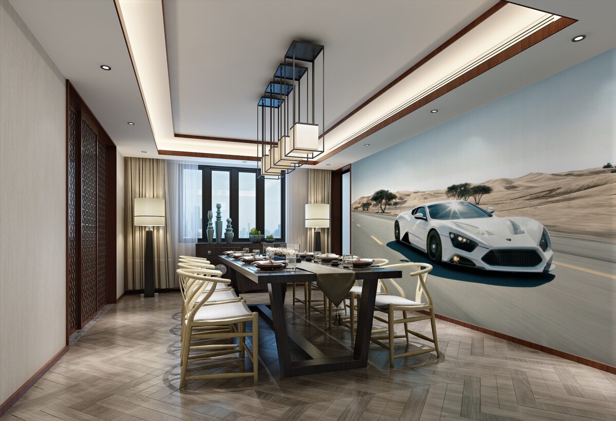 Fototapeta biały samochód sportowy na torze na pustyni