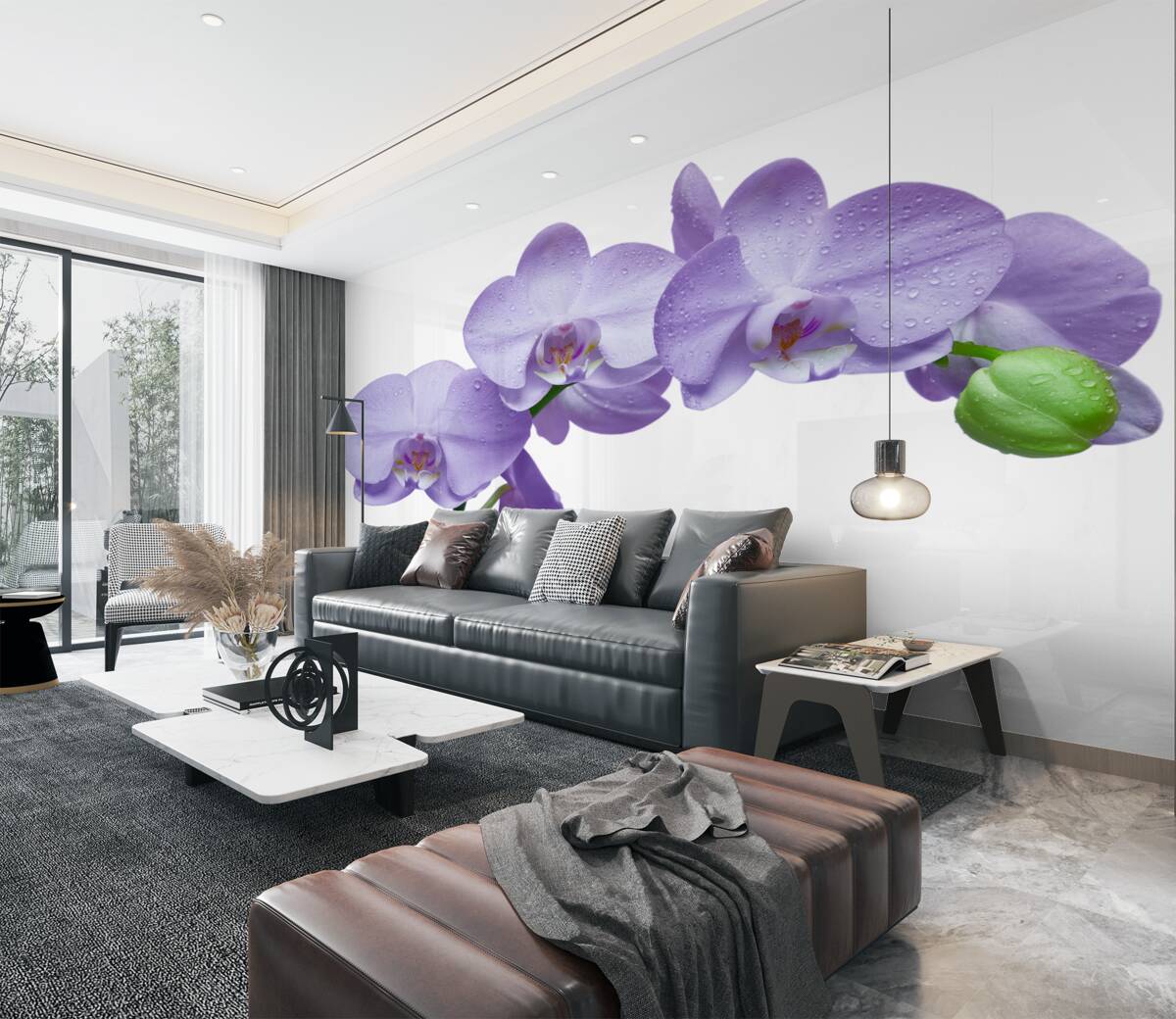 Fototapeta samotna gałąź jasnofioletowej orchidei