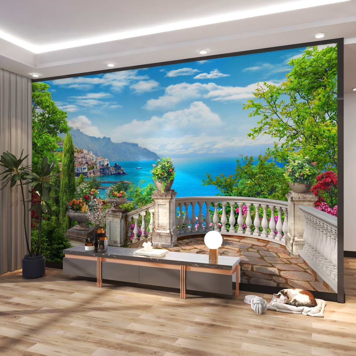 Fototapeta kamienny taras widokowy z widokiem na morze