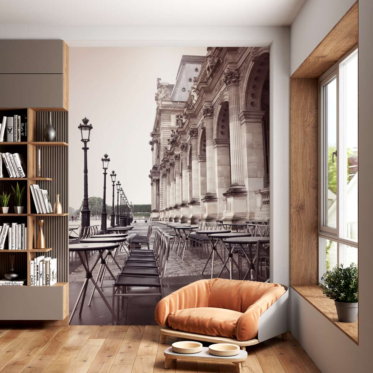 Fototapeta Włoska kawiarnia na nabrzeżu w deszczu