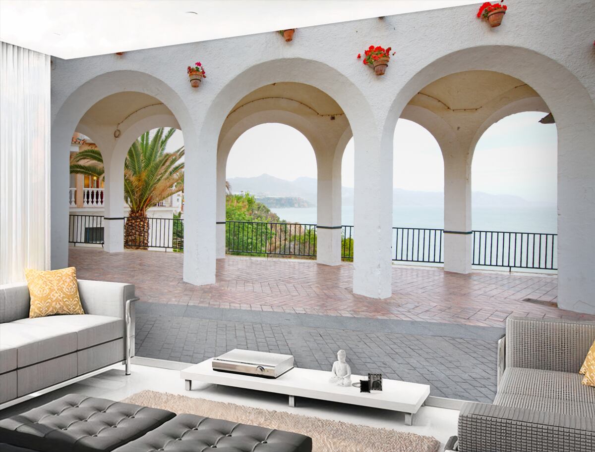 Fototapeta gładkie okrągłe białe łuki w pobliżu nasypu