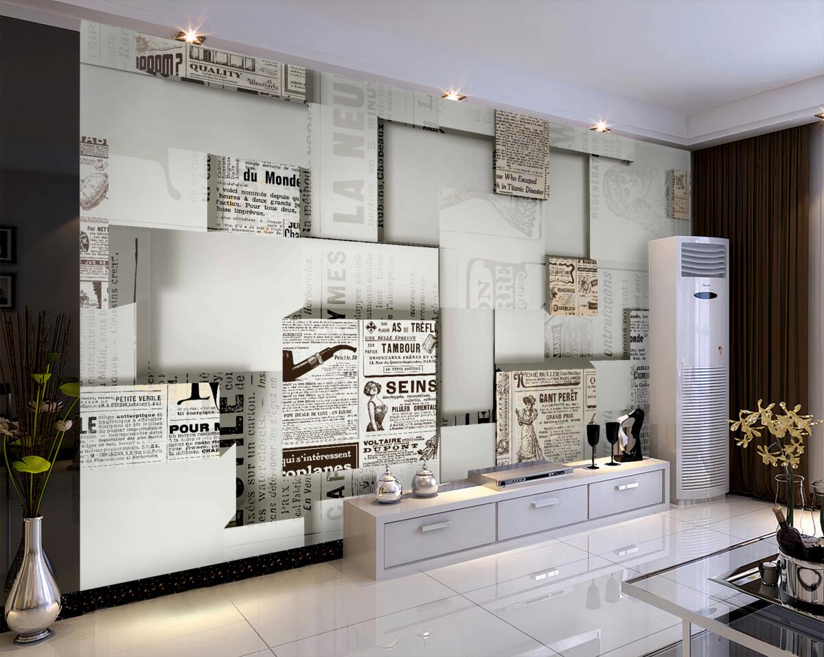 Fototapeta pudełka w gazecie na półkach abstrakcji