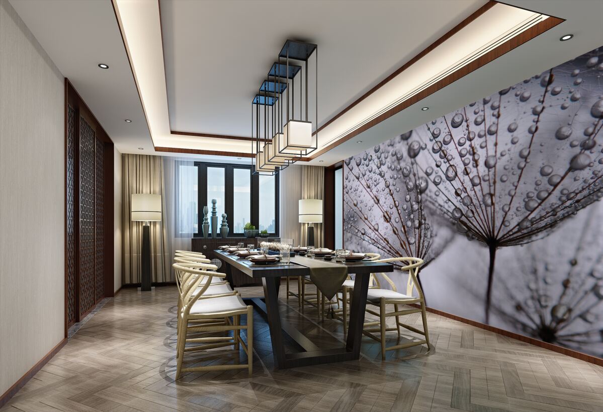 Fototapeta krople rosy pozostały na kwiatach mniszka lekarskiego