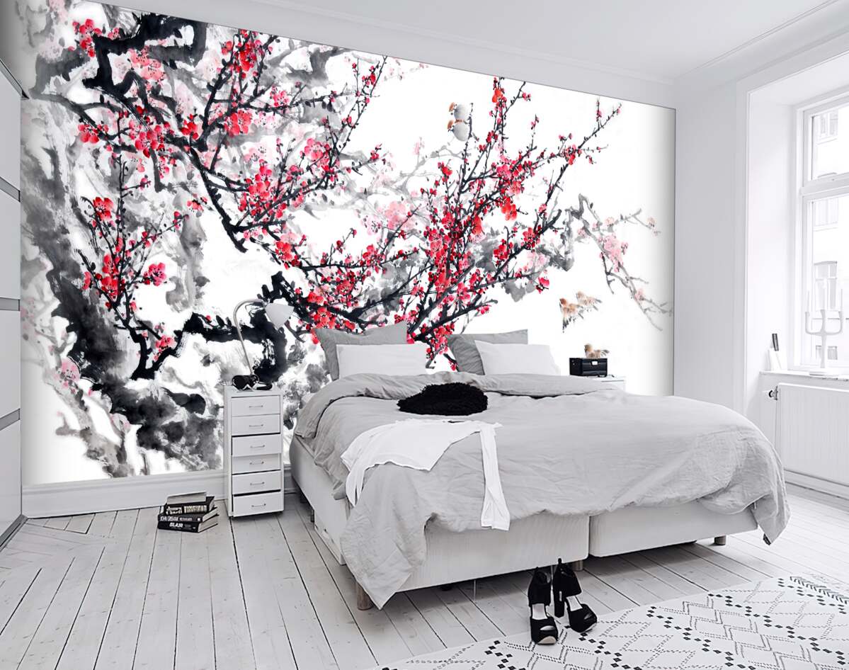 Fototapeta Kwiaty sakury kwitną na gałęziach drzew