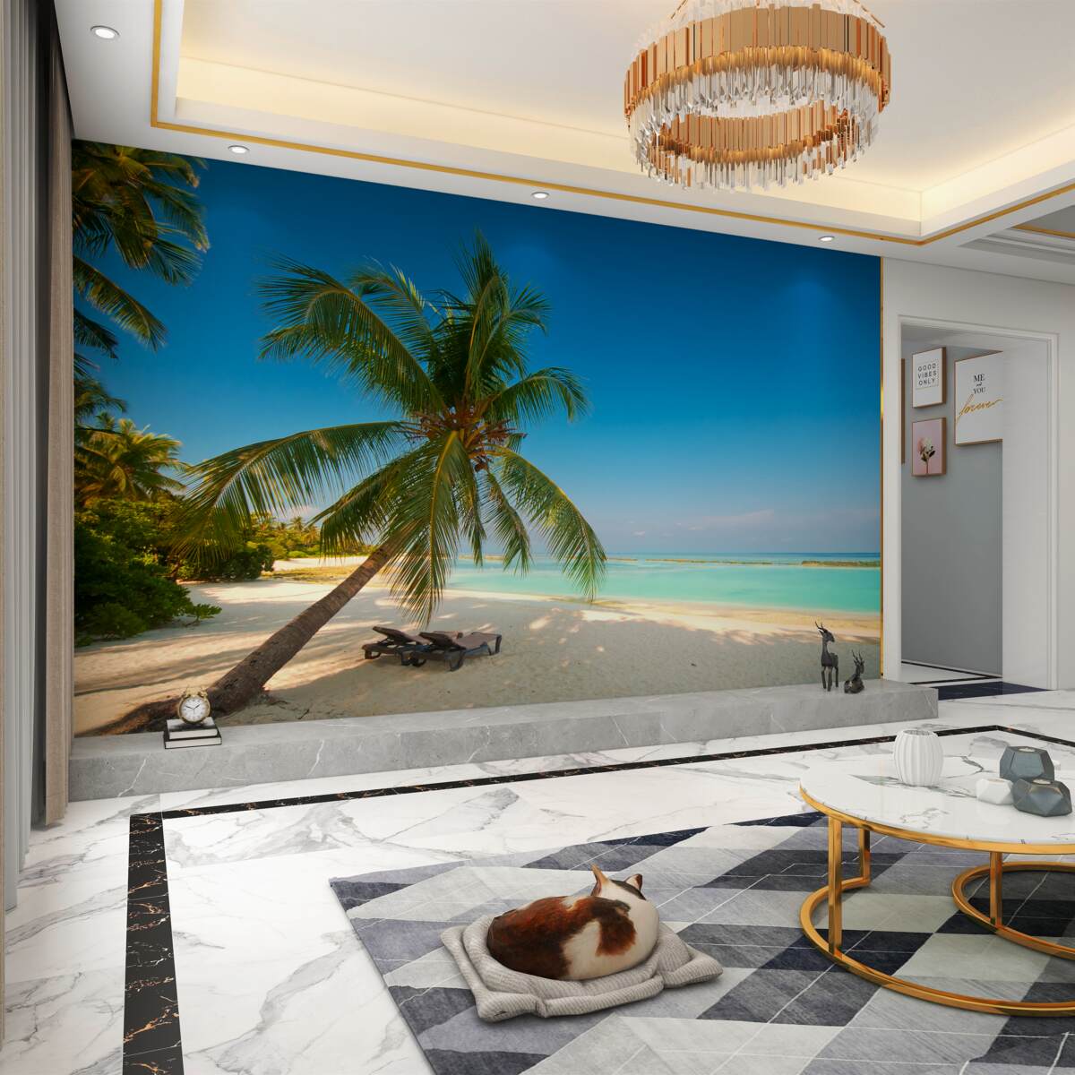 Fototapeta hamak pod palmą na tropikalnej plaży