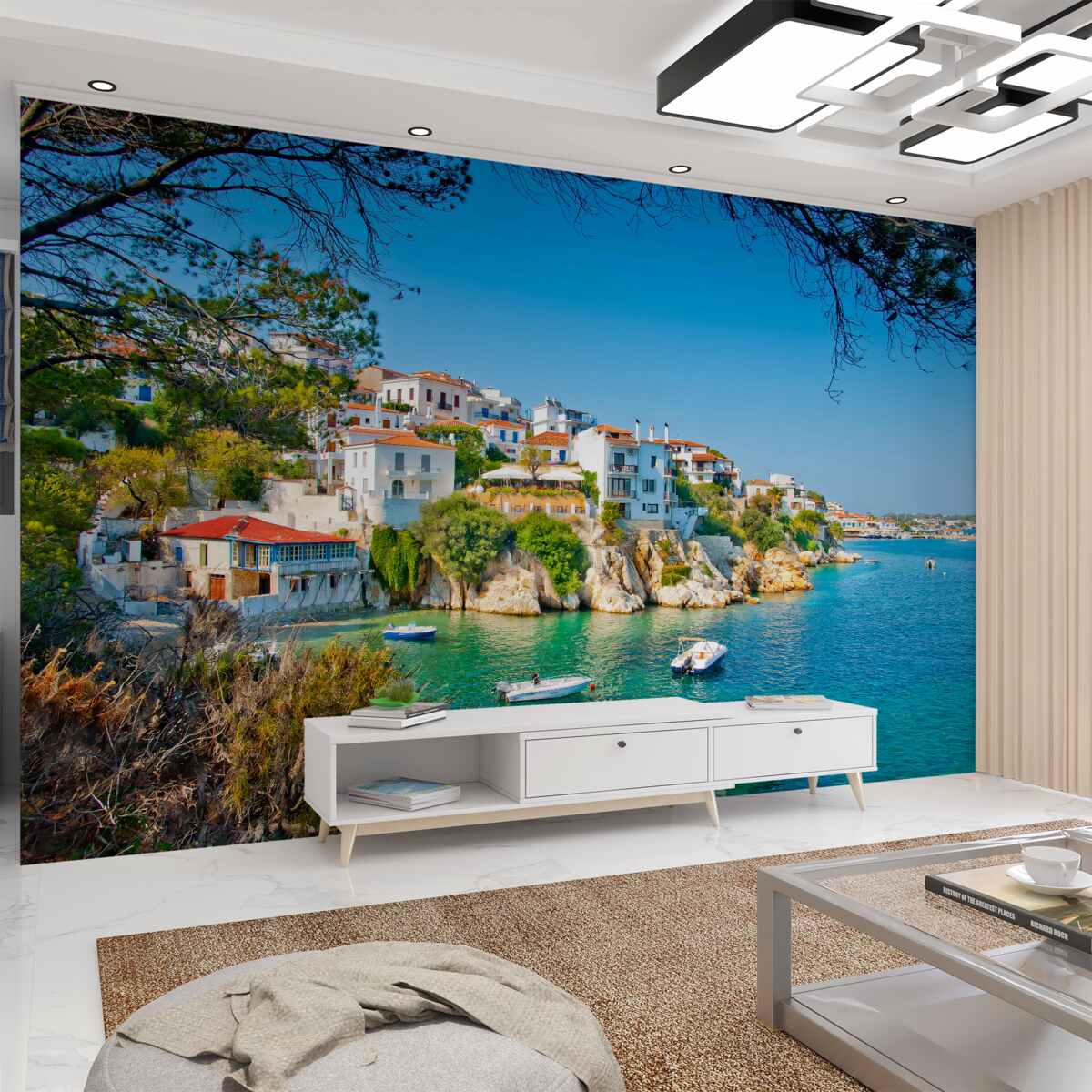 Fototapeta spokojna zatoka w pobliżu greckiej wioski