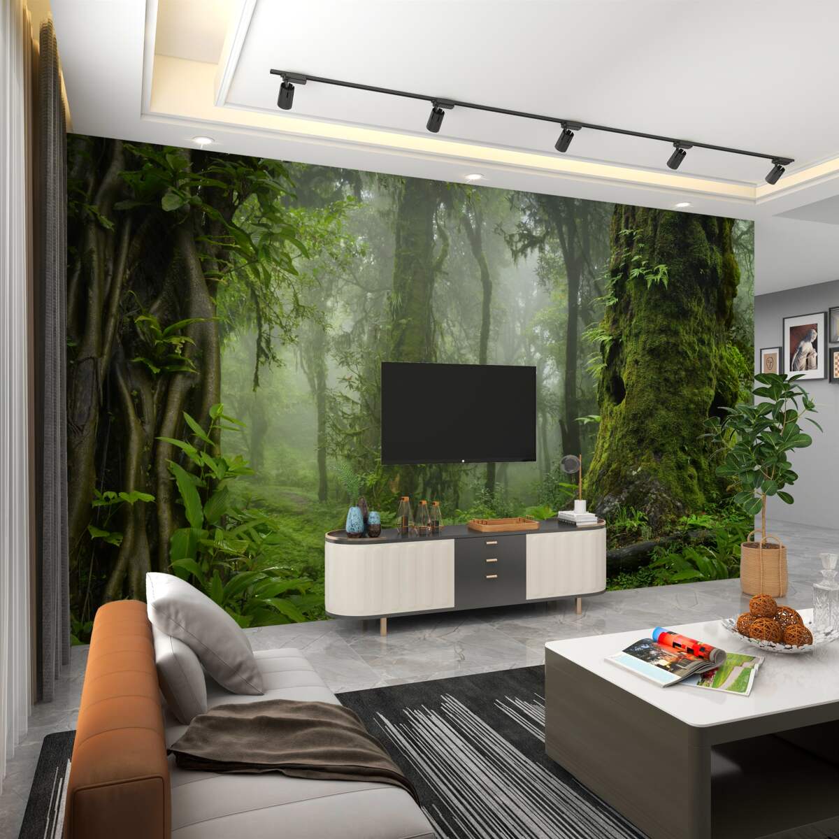 Fototapeta ulewny deszcz w starym lesie