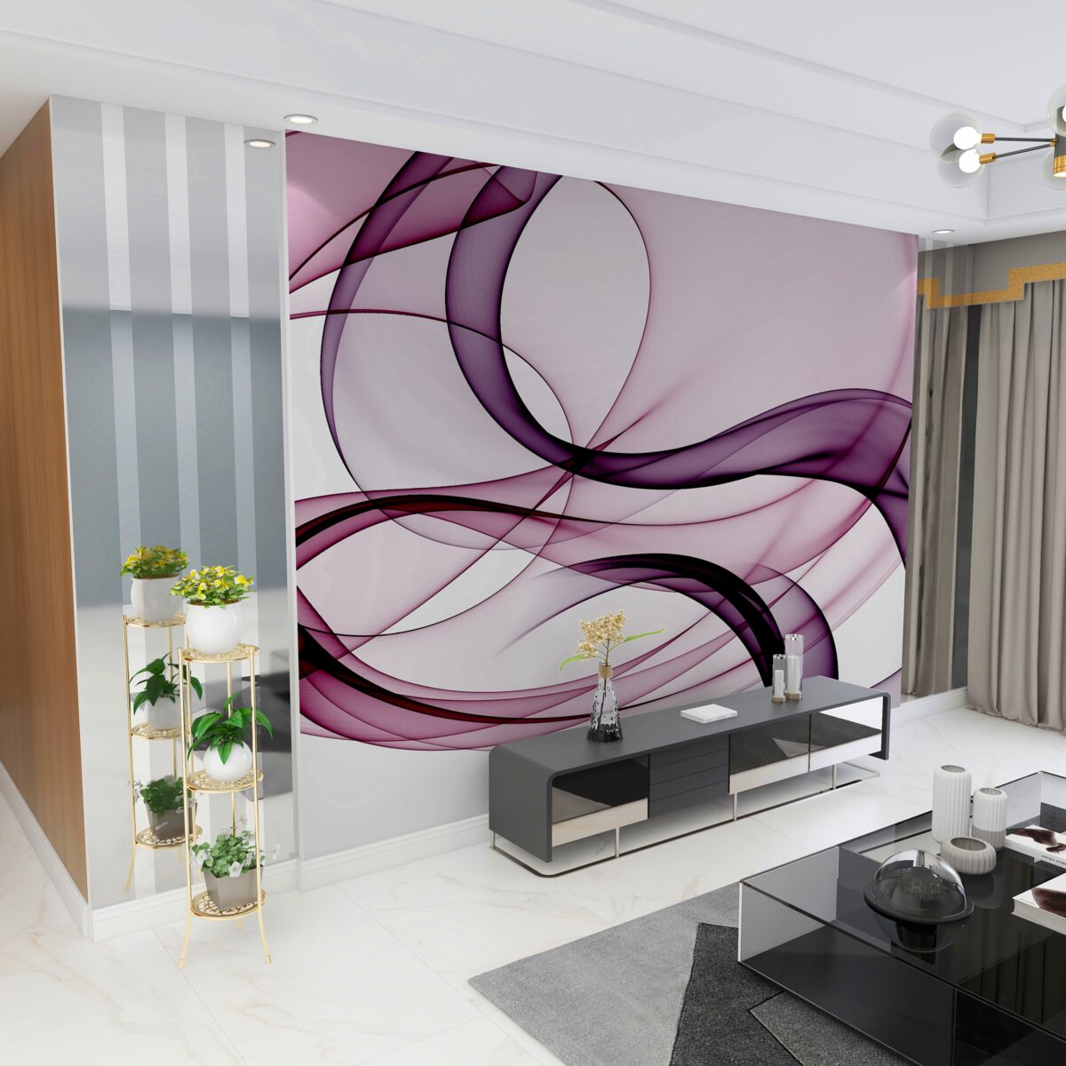 Fototapeta zamazane ciemne linie na delikatnym jasnym jedwabiu