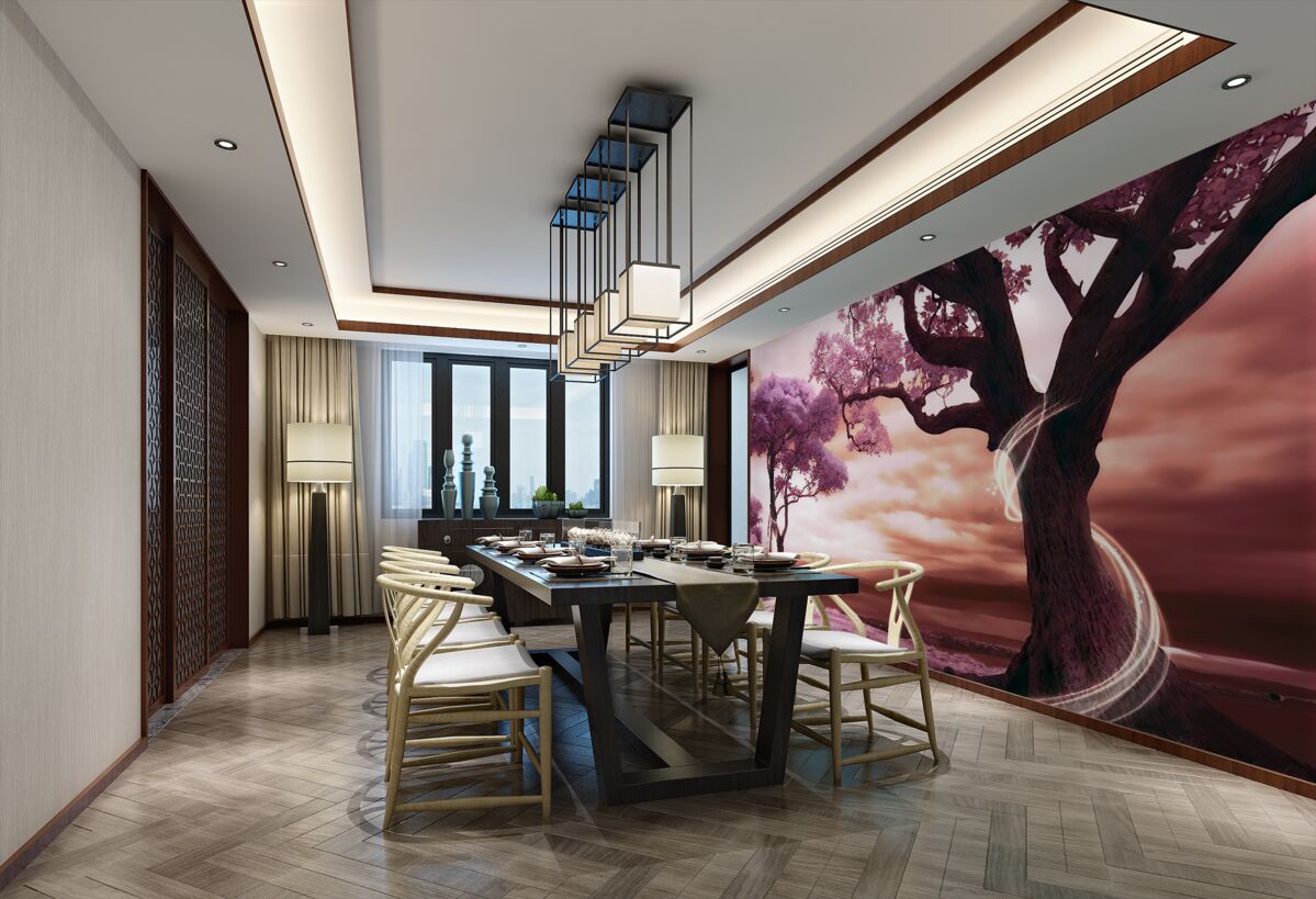 Fototapeta smukłe kwitnące drzewa na pustyni