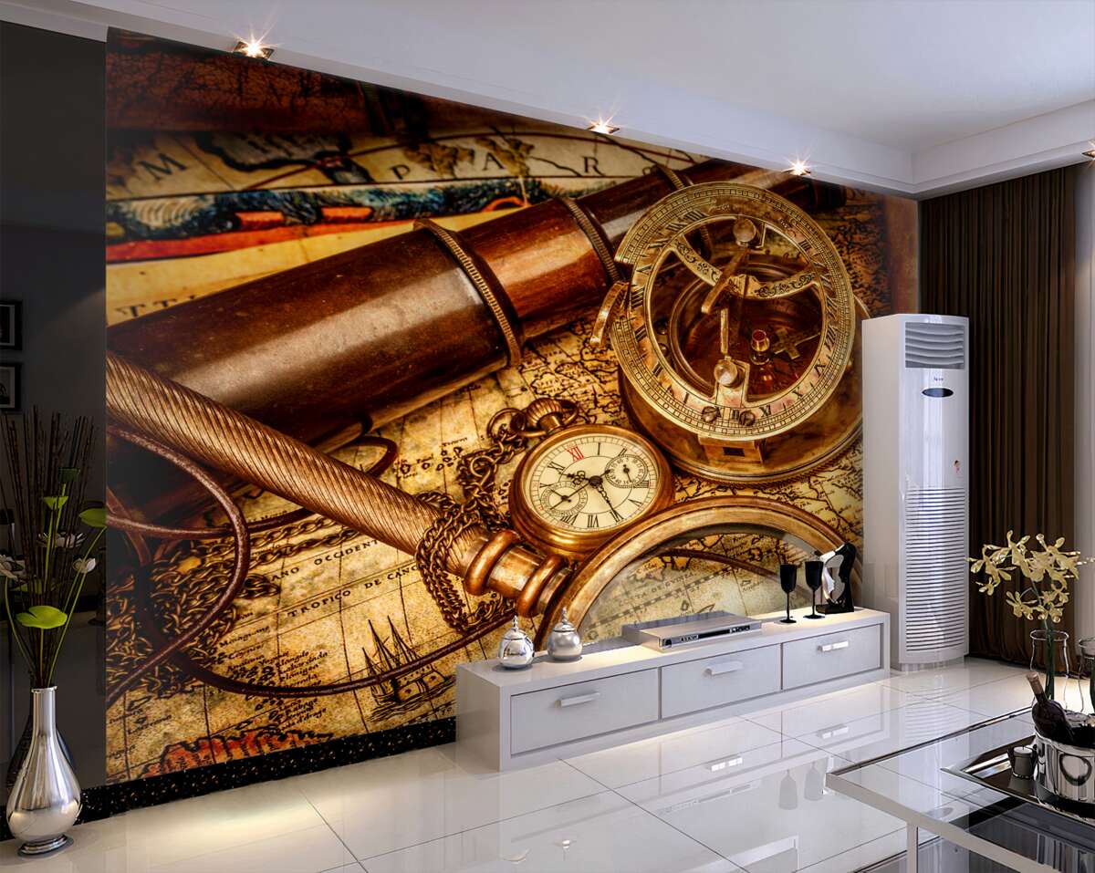 Fototapeta kompas i inne atrybuty nawigacji morskiej